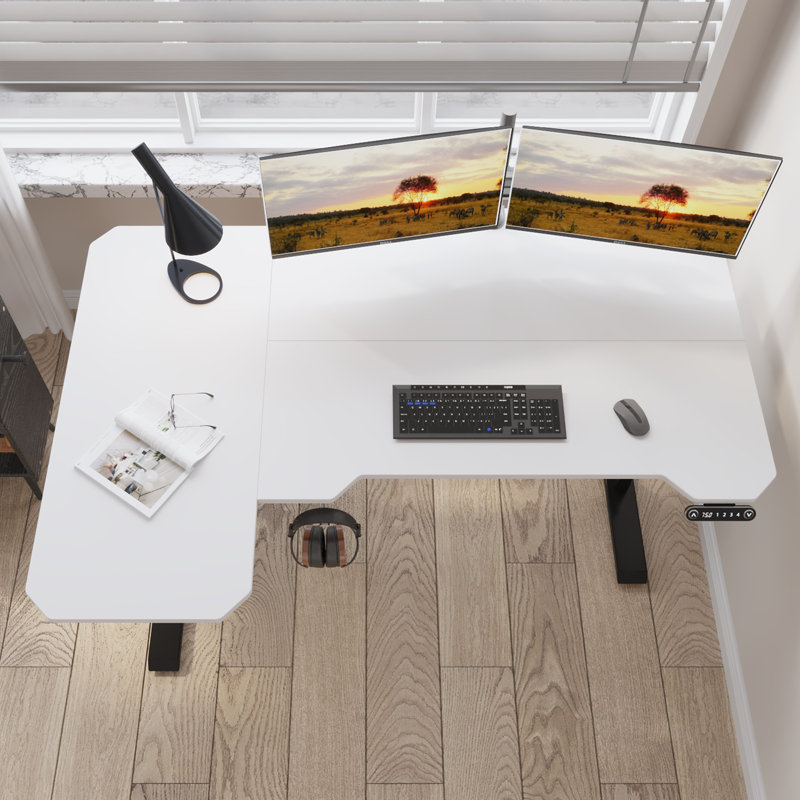 Inbox Zero Daycia Height Adjustable LShape Standing Desk & Reviews